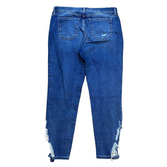 We The Free Distressed Skinny Jeans Size 31 Blue Denim Mid-Rise Frayed Hem Women - Picture 2 of 8